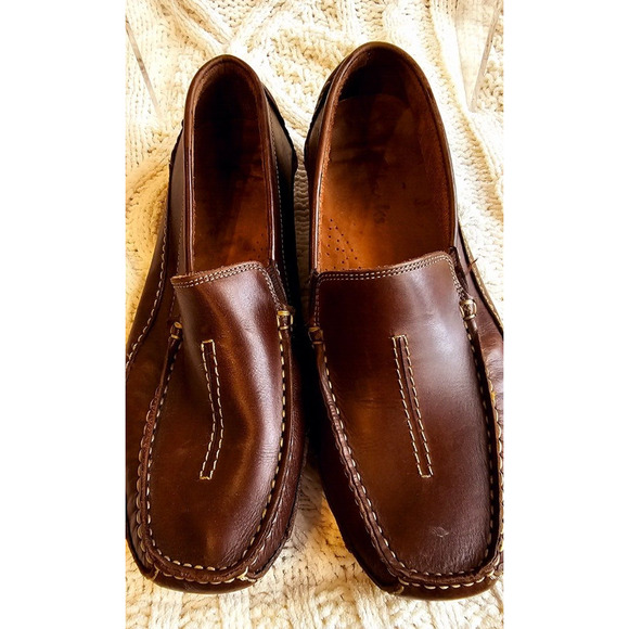 Clark’s England Brown Slip On Loafer‎ Driving Moccasins Men’s Size 8.5B Pristine - Picture 1 of 6